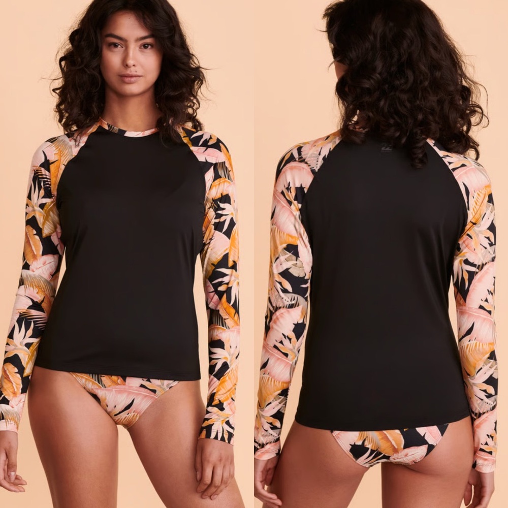 Billabong S/8 Wave Tribe Long Sleeve Rash Guard Bikini Lowrider Bottom New $140